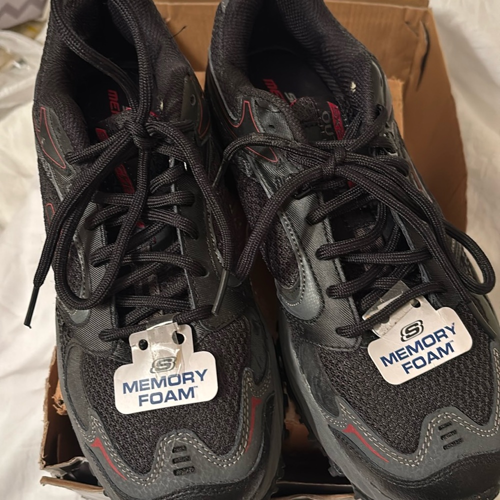 Mens Skechers Black and Gray Memory Foam Sneakers